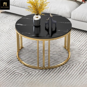 Hiện Đại Bắc Âu Bằng Đá Cẩm Thạch Hàng Đầu Vàng Kim Loại Chân Bàn Cà Phê Vòng Trắng Đen Tổ Bàn Cho Phòng Khách - Product Image 3