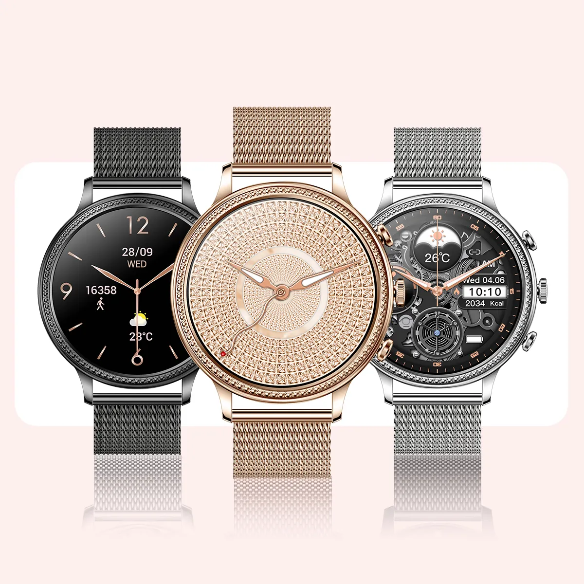Kyboton V60 Round Dial Smart Watch For Girls With Two Straps Lady Women Watches BT Calling Fitness Tracker 2023 Smartwatch Mujer