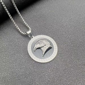 Collier avec pendentif tête d'aigle en acier inoxydable plaqué or, bijoux de mode unisexe - Product Image 3