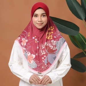 Haute qualité femmes musulmanes <span class=keywords><strong>voile</strong></span> deux couches fleur imprimé chapeau <span class=keywords><strong>islamique</strong></span> ethnique fille en mousseline de soie strass écharpe Turban instantané Hijab - Product Image 6