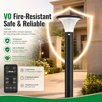 Lampe solaire de jardin industrielle étanche et ignifuge de 77 cm de hauteur, 1000 lm, éclairage large à 360°, pour zone commerciale, avec PIR, garantie 3 ans