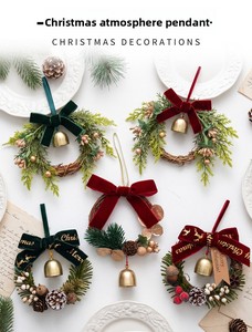 Grosir Raveloop PVC Hiasan Karangan Bunga Natal Merah Hijau Pita Ornamen Gantung Liburan Selamat Natal Kemasan Individual - Product Image 4