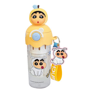 Botella de agua Tritan de Crayon Shin-chan de 500 ml con pajita y tapa para niños, diseño de dibujos animados para la vuelta al cole - Product Image 1