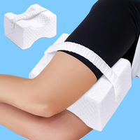 Oreiller de genou ergonomique en mousse à mémoire de forme en bambou avec sangle élastique double conception concave pour l'alignement de la colonne vertébrale Confort du sommeil (lavable)