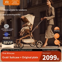Poussette bébé Delamao High-View à quatre roues, mousse PU légère, pliage à une main, cadre en alliage d'aluminium, capacité de charge de 22 kg