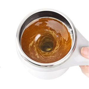 Tasse à café intelligente en acier inoxydable de 400 ml avec couvercle magnétique automatique, design minimaliste, agitateur électrique autonettoyant, écologique - Product Image 4