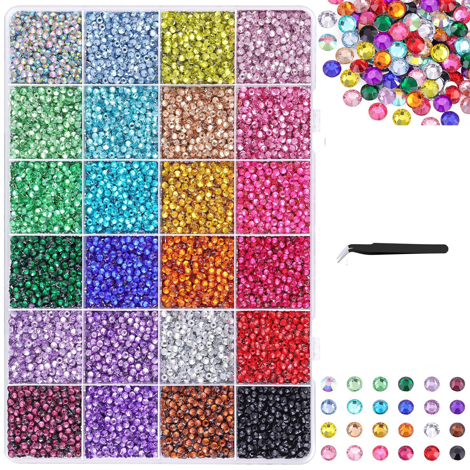 Ensemble de strass pour ongles de couleurs assorties à 24 grilles (24 000 pièces)