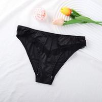 Tanga de malla de talle medio para mujer, talla XL, con corte alto, sin costuras, con encaje festoneado, liso, teñido, transpirable, con cintura elástica.