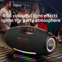 Speaker Karaoke Zealot S89 2 MIC Subwoofer dengan LED RGB, Desain Audio Tiga Jalur Tahan Air, untuk Penggunaan Luar Ruangan & Baterai Isi Ulang
