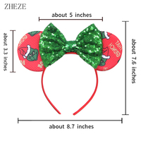 Serre-tête unisexe en tissu à motif de souris avec nœud à sequins rouges, idéal pour les fêtes et les vacances, pour femmes - Grande Vente