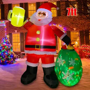 7ft 210cm Drunk Santa Claus Inflatable Christmas Decoration Party Ornaments With LED Lights