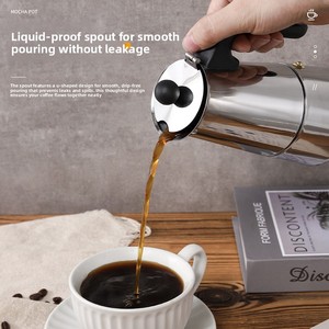 Neue Italienische Edelstahl-Kaffeekanne mit Deckel Modernes Minimalistisches Design Moka-Kanne Tragbarer Herd-Kaffeebereiter - Product Image 4