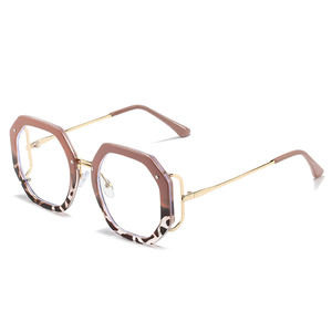 女性のための黒いポリゴンアンチブルーライト六角形眼鏡ヴィンテージ特大クリアコンピューターエレガントメガネフレーム女性 - Product Image 5