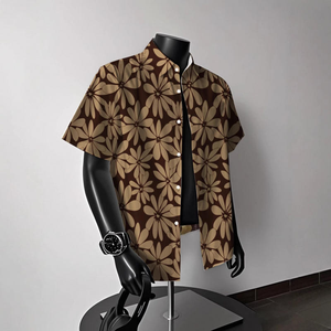 <span class=keywords><strong>Camicia</strong></span> da <span class=keywords><strong>uomo</strong></span> di moda estiva di marca hawaiana, Design floreale plissettato Casual stile porto Vintage, sensazione di sospensione della spiaggia - Product Image 3
