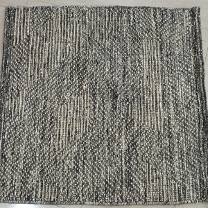 Ivory & Charcoal Geometric Hand Knotted Rug. Sample 3×5 ft $200 - Product Image 1