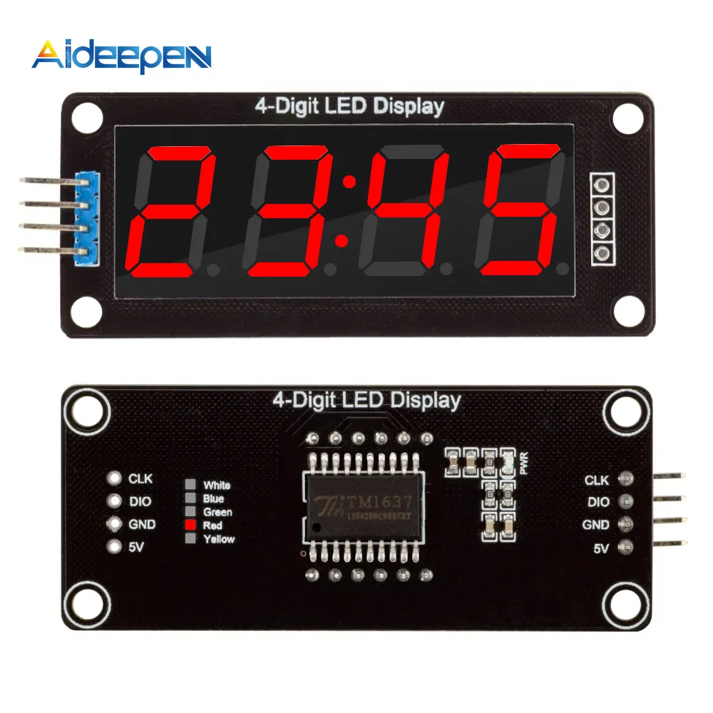 Aideepen Red 0.56'' Inch TM1637 4Bit Digital LED 7 Segment Clock Tube Display For Arduino