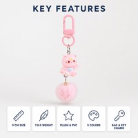 Porte-clés pompon chat, breloque de téléphone, anneau porte-clés, boule en peluche mignonne de dessin animé, accessoire de sac, vente en gros, personnalisé