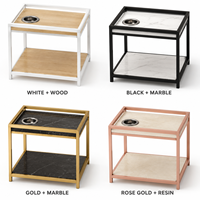 Table d'appoint ronde moderne avec cadre en métal doré et plateau en bois, marbre, bambou ou résine, table basse pour salon, OEM ODM