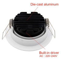 Spot encastré LED SMD moderne pour bureau à domicile, homologué IP44, avec driver intégré, intensité réglable, faisceau de 60°
