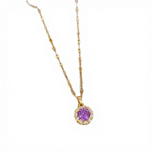 Hot Trendy Christian Link <b>Chain</b> Pink Zircon Swan Pendant Necklace Women's Stainless Steel Gold Plated - Product Image 2