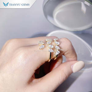 Tianyu宝石カスタマイズデザイン洋ナシカットモアッサナイトダイヤモンドイエローゴールド素材スパイラルリング - Product Image 5