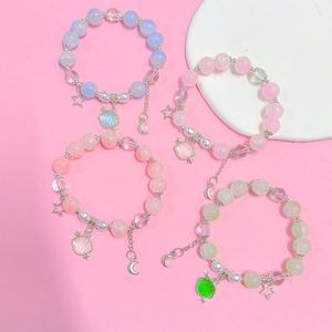 Bracelets tendance chinois colorés en perles pour femmes et filles, bracelet mignon avec breloque coquillage, bracelet en perles de cristal et pierres précieuses - Product Image 1