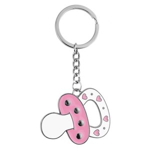 Llavero de Silicona para Chupete de Bebé de 0 a 12 Meses, Libre de BPA, con Diseño de Corazón y Puntos, Grado Alimenticio, Tetina Rosa - Product Image 1