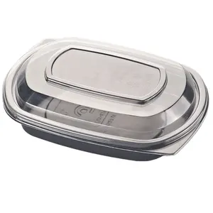 Takeaway Plastic Food Disposable Microwavable Bowl Black Clamshell Box Waterproof Blister Vegetable Transparent Tray Container