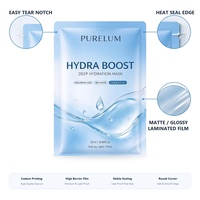 Pochettes d'emballage cosmétiques imprimées sur mesure, sachets de masque facial à trois soudures latérales pour marques de soins de la peau, pack beauté