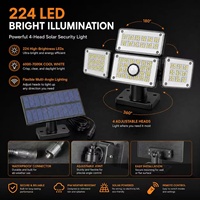 Lampe murale solaire LED à 4 têtes pour extérieur, éclairage de jardin et garage avec télécommande, projecteur de sécurité - Vente en gros usine
