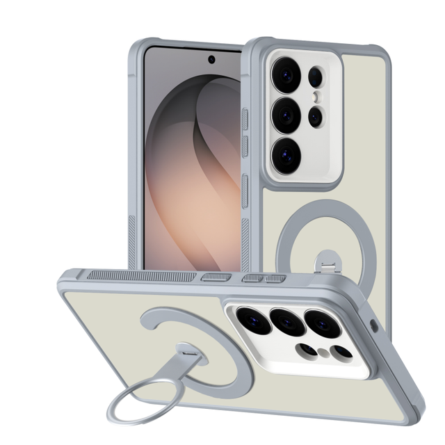 High Quality Matte Magnetic Phone Case for Samsung S26 S23 S24 S25 Ultra With 360° Rotation Ring Stand Shockproof Back Cover