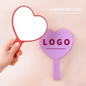 Logotipo personalizado promoción regalo espejo de mano logotipo personalizado forma de corazón espejo de belleza