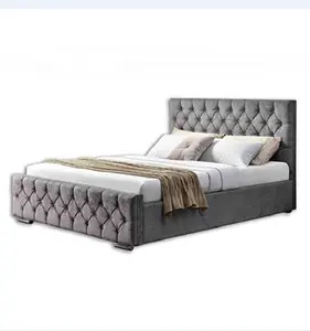 Crushed Velvet Sleigh Bed Silver or Champagne Rose Gold Chunky Bed