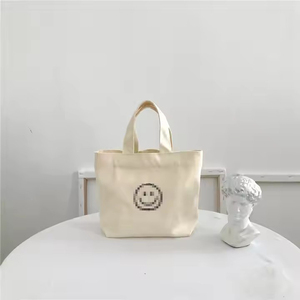 Benutzer definierte <span class=keywords><strong>Mini</strong></span>-Einkaufstasche Koreanischer Stil Lächelndes Gesicht Damenmode Lässige Handtasche Dame Kleine Geldbörse Leinwand Aufbewahrung Telefon Tasche - Product Image 5