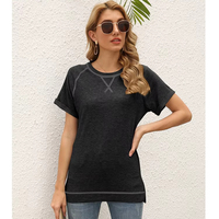 T-shirt décontracté à manches courtes, coupe ample, motif croisé multicolore, avec logo personnalisable selon votre motif préféré