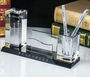 ADL工厂最新亚克力大奖水晶办公文具套装办公桌面套装，带笔筒，用于餐桌装饰