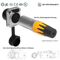 Conector XLR de 3 Pines a Prueba de Agua IP65 para Exteriores, Contactos de Aleación de Cobre, Conector Macho/Hembra para Cable de Audio de 3 Pines