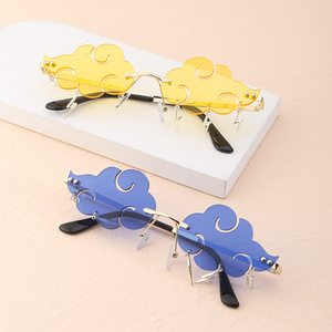 Kính mát thời trang 2025 bán buôn sét đám mây màu đỏ hình dạng kính mát bên vui bóng kính mát không khung - Product Image 4