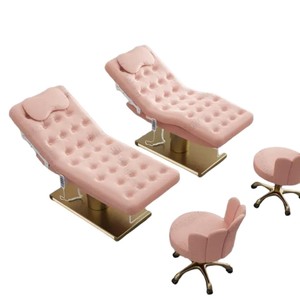 <span class=keywords><strong>Lit</strong></span> <span class=keywords><strong>de</strong></span> beauté électrique réglable <span class=keywords><strong>rose</strong></span> avec coussin capitonné - <span class=keywords><strong>Lit</strong></span> <span class=keywords><strong>de</strong></span> massage <span class=keywords><strong>de</strong></span> luxe pour les soins en spa et salon - Product Image 4