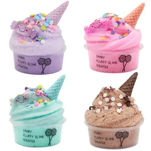 Sorvete de argila e doces, sorvete de seda kawaii, cor diy, cone macio, argila, brinquedo slime encoberto para crianças, brinquedos inteligentes