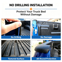 Revêtement de benne de pick-up/tapis de protection (5,5 pi/6,5 pi) - Matériau HDPE, opération manuelle pliable, étanche, compatible avec la boîte de rangement arrière verrouillable