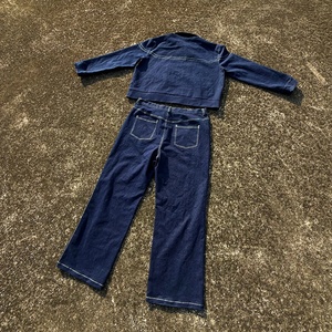 Factory Price Custom Design <b>Denim</b> <b>Jacket</b> and <b>Baggy</b> Jeans Pants Set Two Piece Outdoor Casual Wear <b>Denim</b> Jeans Suit for Men - Product Image 2