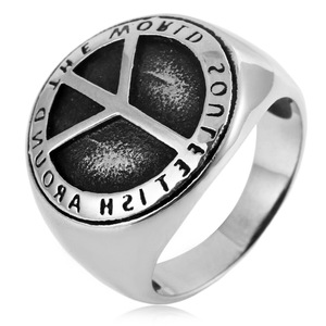 yunnique Fengying Men's <b>Titanium</b> Steel <b>Ring</b> Cross Design Silver Color Geometric Pattern Gift Jewelry - Product Image 1