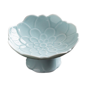 Assiette à fruits en céramique de style chinois en forme de fleur, plat de service en porcelaine pour desserts de mariage, présentoir pour le thé de l'après-midi - Product Image 4