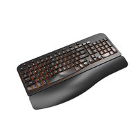 Clavier numérique ergonomique sans fil 2,4 G à 107 touches avec pavé numérique USB, rétroéclairage LED et repose-poignets rembourré pour ordinateur portable et de bureau (version anglaise)