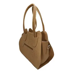 Bolso Fana Cleopatra de piel de vaca color camel, cuero PU, gran capacidad, bolso de mujer con cierre de cremallera y patrón geométrico - Product Image 1