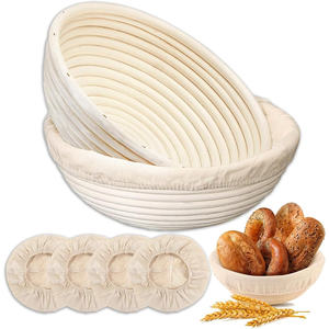 Ensemble de paniers ovales en rotin tressé pour la levée du pain au levain, avec doublure - Product Image 1