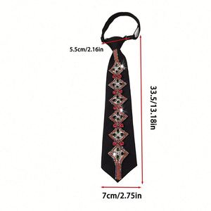Girls Rhinestone Necktie Necklace Retractable Glass Material for Party Evening Dresses Shirts - Product Image 3