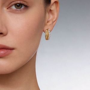 [Salon international de la bijouterie de Hong Kong] Boucles d'oreilles pendantes en forme de feuille de saule, plaquées or 18 carats avec zircon cubique - Product Image 4