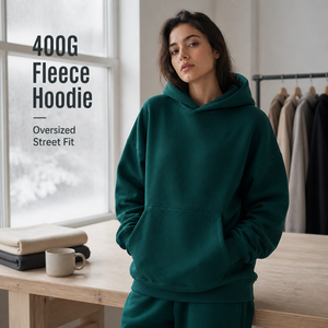 Sweat à capuche unisexe surdimensionné en polaire 400g, personnalisé avec impression DTG, brodé, ultra-épais – Tendance Hiver - Product Image 1